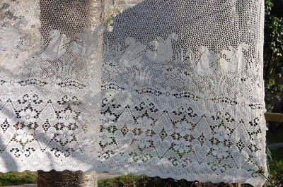 VTG/Retro FReNCH Net CuRTaiN PaNeL LaCe CRoCHeT / SWaN / BiSTRo 