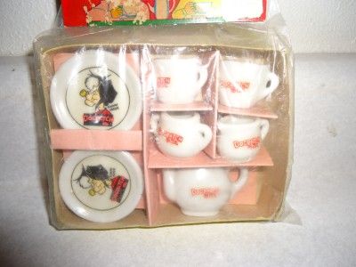 1950 60s Lil Abner China 9 pc Tea Set, MIP Sealed Dogpatch USA Mammy 