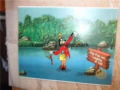 Goofy Fishing Disney Sericel FREE BACKGROUND COA  