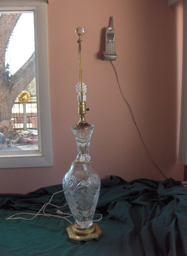 Vintage American Brilliant Crystal Table Lamp Brass  