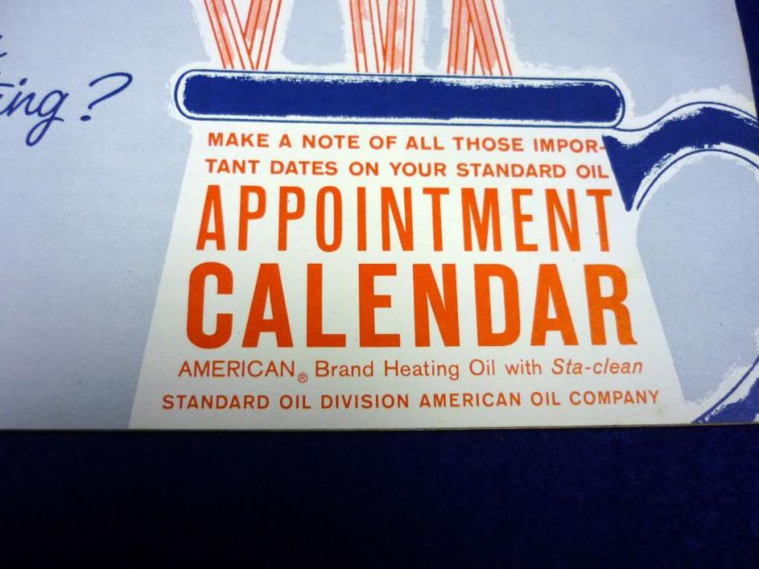 VINTAGE 1962 STANDARD OIL APPOINTMENT CALENDAR LOGOS  