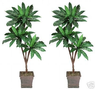 Two 6 Bird Nest Triple Artificial Palm Tree Silk Plant  