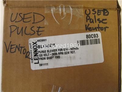   Purge Blower Ventor G14 80C9301 3000 RPM 120V More Parts Listed  