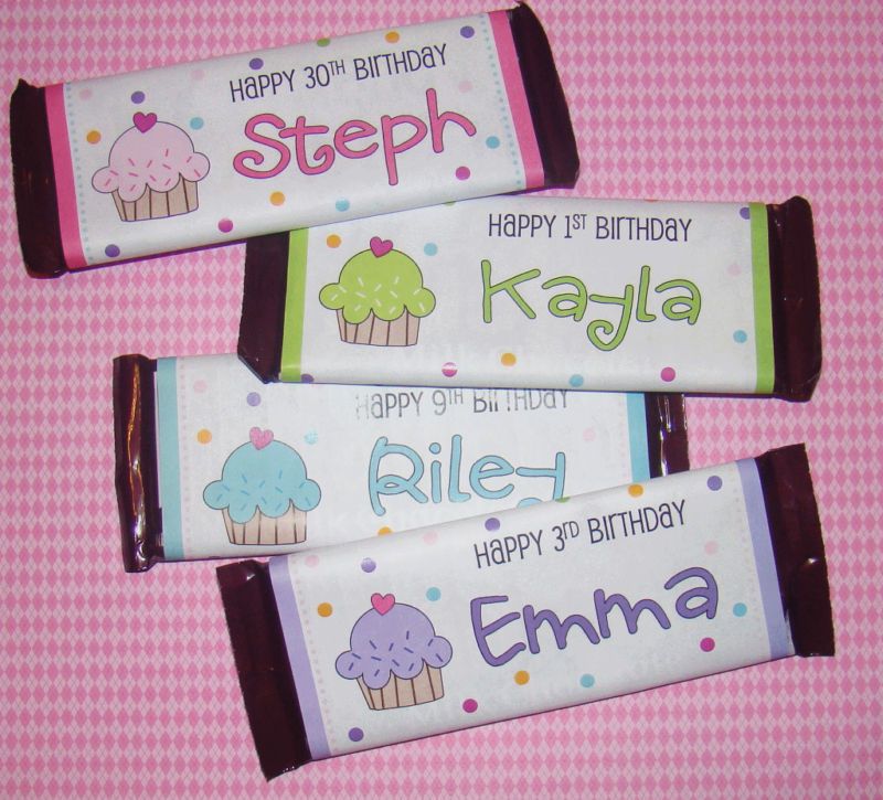 20 CUPCAKE Birthday Party CANDY BAR WRAPPER Decoration  