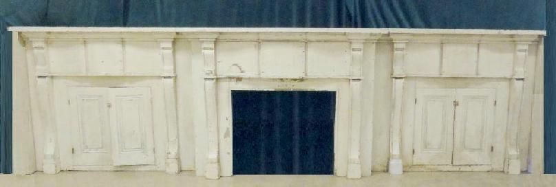   FIREPLACE Wall MANTLE w CUPBOARDS Old White Paint KENTUCKY Country