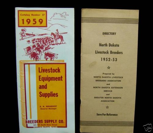 LIVESTOCK NORTH DAKOTA BREEDERS DIRECTORY 1952 1953 & EQUIPMENT 