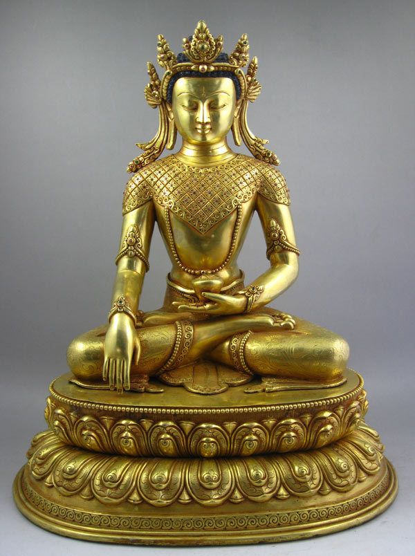 Old Tibet Tibetan 24k Gilt Bronze Tara Buddha Statue  