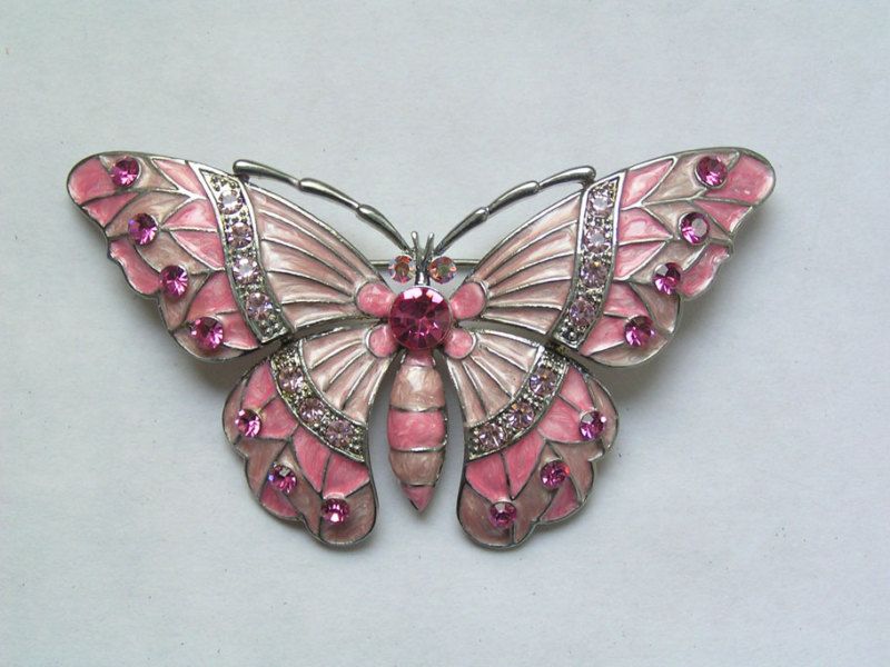 Crystals Butterfly Pins,Brooch 249C Carnation Pink Rosy  