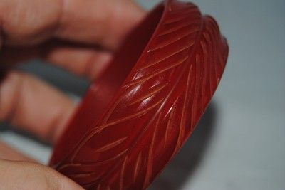 Vintage Carved CHERRY Juice colored Bakelite Bracelet  