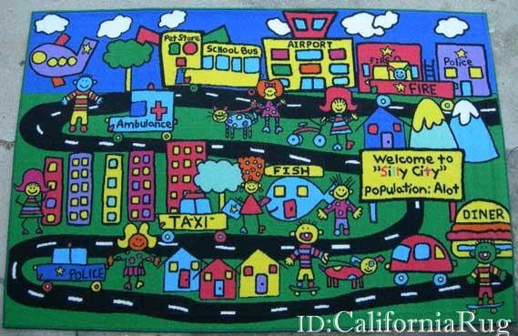 3x5 Rug Welcome To Silly City Alot TOD PAR Kids Play  