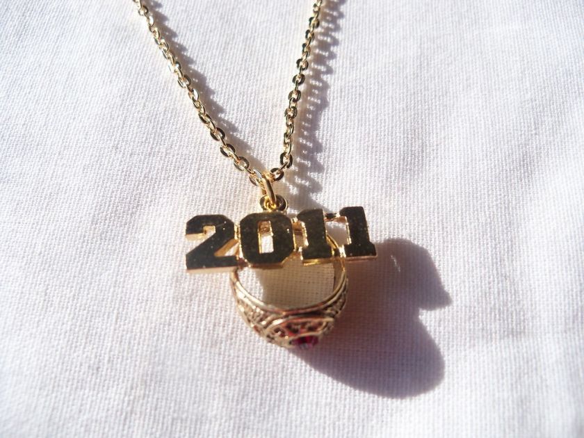 2011 Graduation Year School Color Class Ring Necklace  
