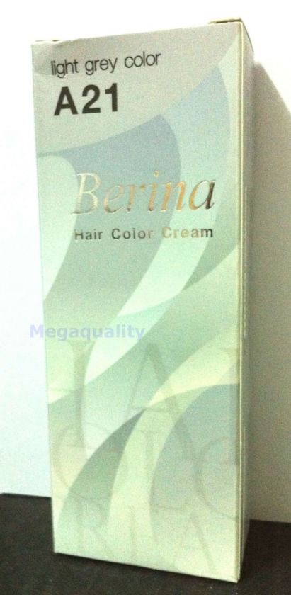 Berina Permanent Hair dye color cream # A21 Light Grey  