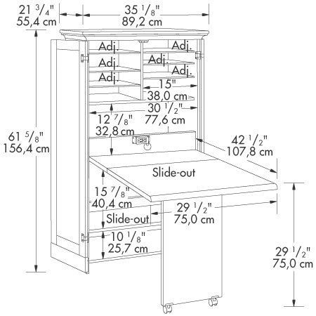 Craft Sewing Cabinet Storage Armoire Organizer Drop Leaf Kitchen Table 