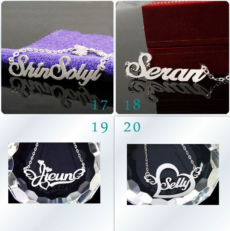 Personalized Name Silver Necklace Design Nameplate  