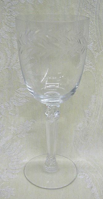   FOSTORIA Cut GLASS CRYSTAL HOLLY Water GOBLET STEMWARE SET  