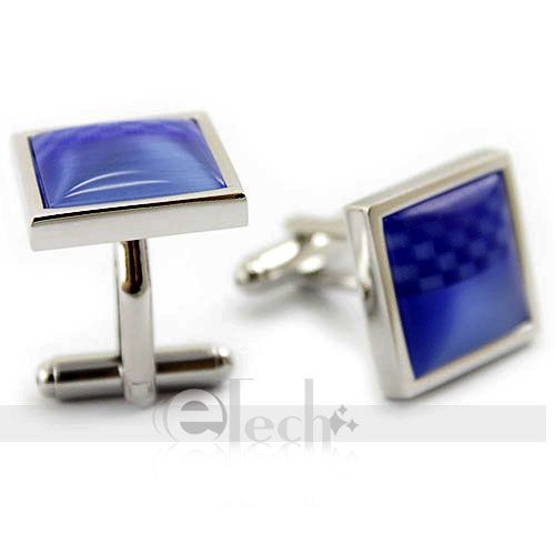   Men`s Wedding Party Gift Blue Cat Eye Stone Cufflinks Cuff Link  