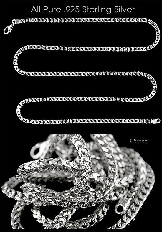 New Mens .925 Sterling Silver Diamond Cut Franco Chain  