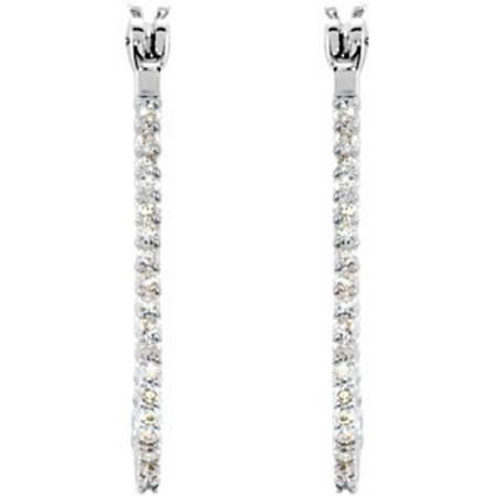 DIAMOND EARRINGS   PLATINUM HOOPS 1/2 CTTW  