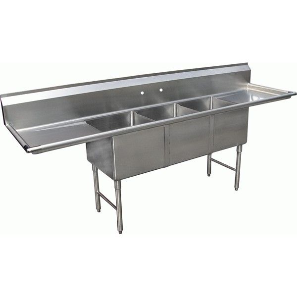 Compartment Stainless Steel 24x24 Sink 2 Drainboard  