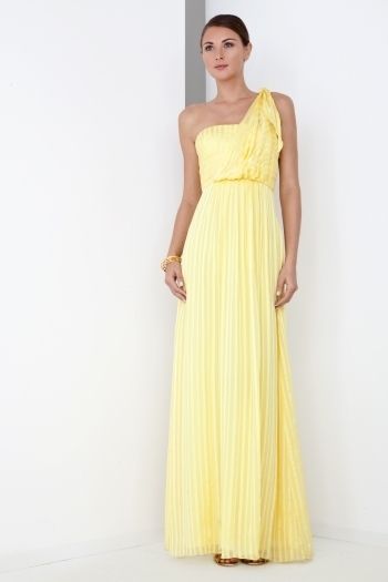 NWT 360 BCBG LONG DRESS GOWN PALE LIME YELLOW WHITE SIZE 6 (S M 