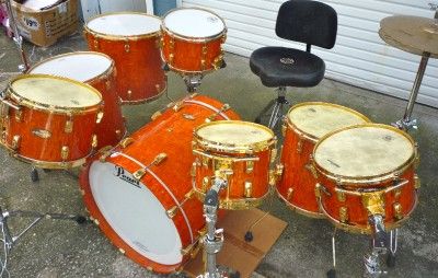   ARTISAN ACTIVE ORANGE OVER TAMO DRUM SET SKB CASES DW STANDS CYMBALS