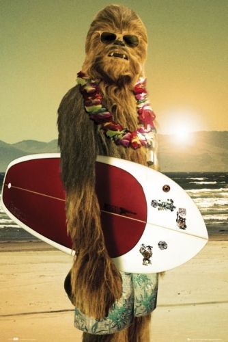 STAR WARS   MOVIE POSTER (CHEWBACCA WITH SURFBOARD)  