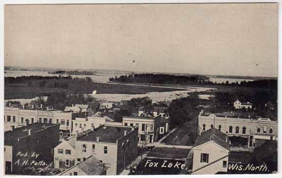 Postcard Birds Eye View of Fox Lake, Wisconsin  