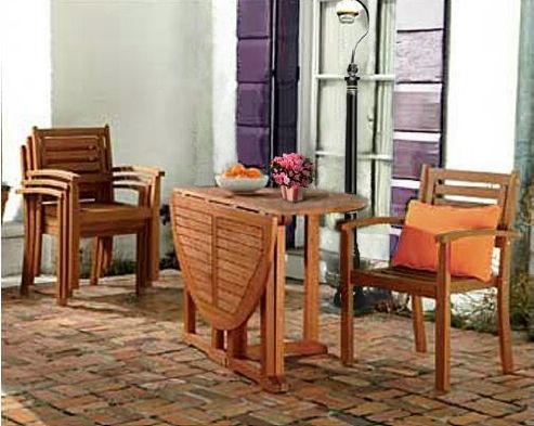 NEW Garden Decor Hardwood Dining Set 4 Chair Fold Table  