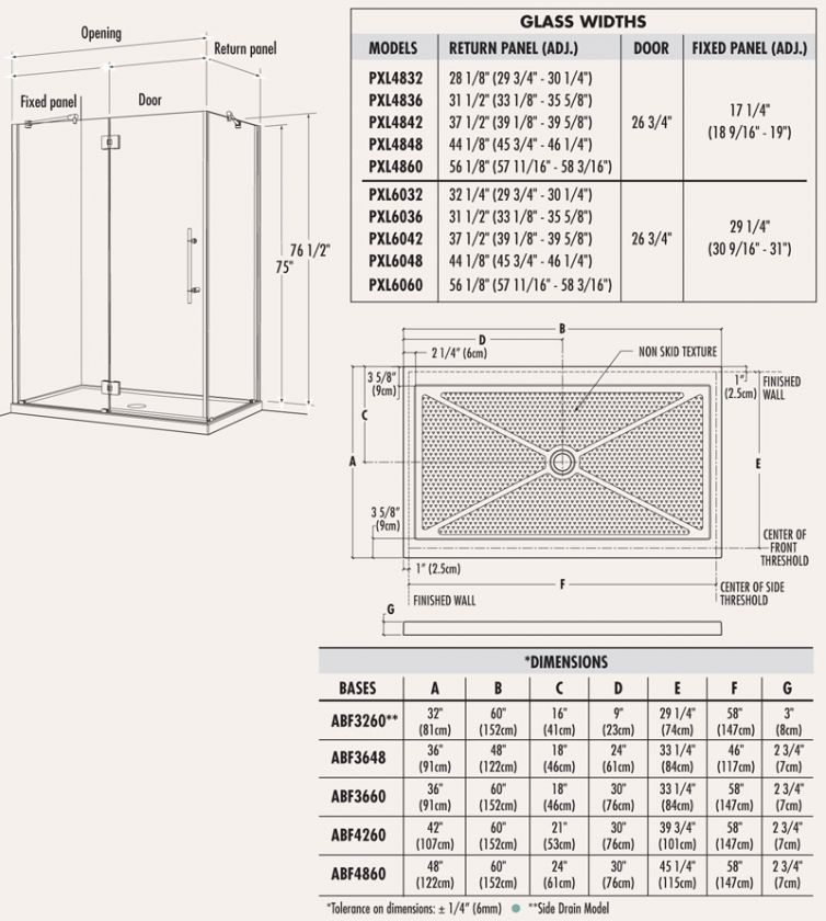 Fleurco In line 48 Shower Door, 32 Return Panel  