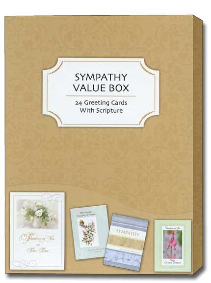 Sympathy Value Box 24 Greeting Cards with Scripture  