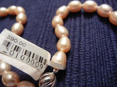 FRESHWATER PEACH PEARL NECKLACE 16 inch 37 pearls 7.5MM  