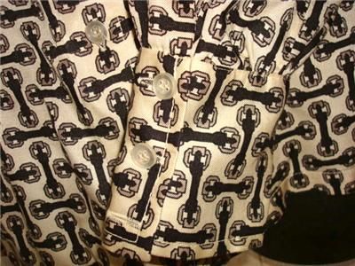   pure silk blouse equestrian horse bit stirrup buckle preppy 10  