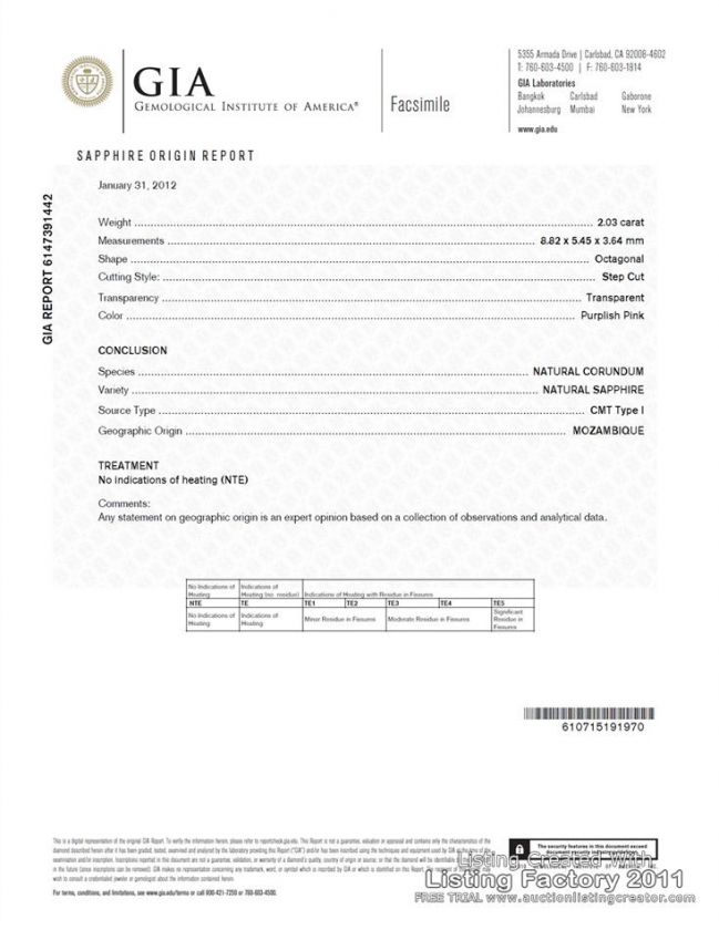   EXTREME 2.03 CARAT VIVID CORUNDUM   GIA REPORT   UNHEATED/UNTREATED