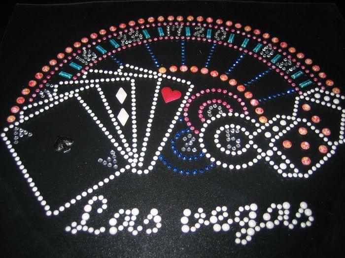 LAS VEGAS Gambling~Iron On Rhinestone Applique Transfer  