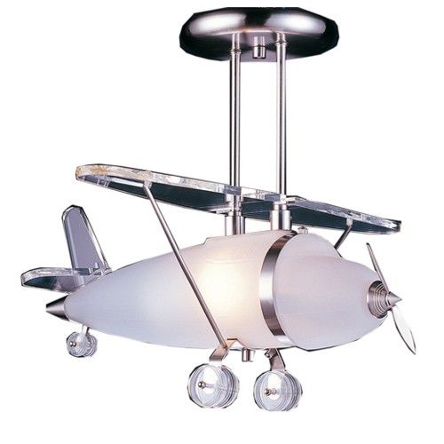 NEW 1 Light Childrens Airplane Biplane Pendant Lighting Fixture 