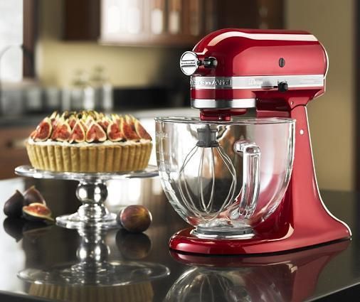 Kitchenaid Candy Apple Red Tilt Artisan Stand Mixer 5q Glass Bowl 