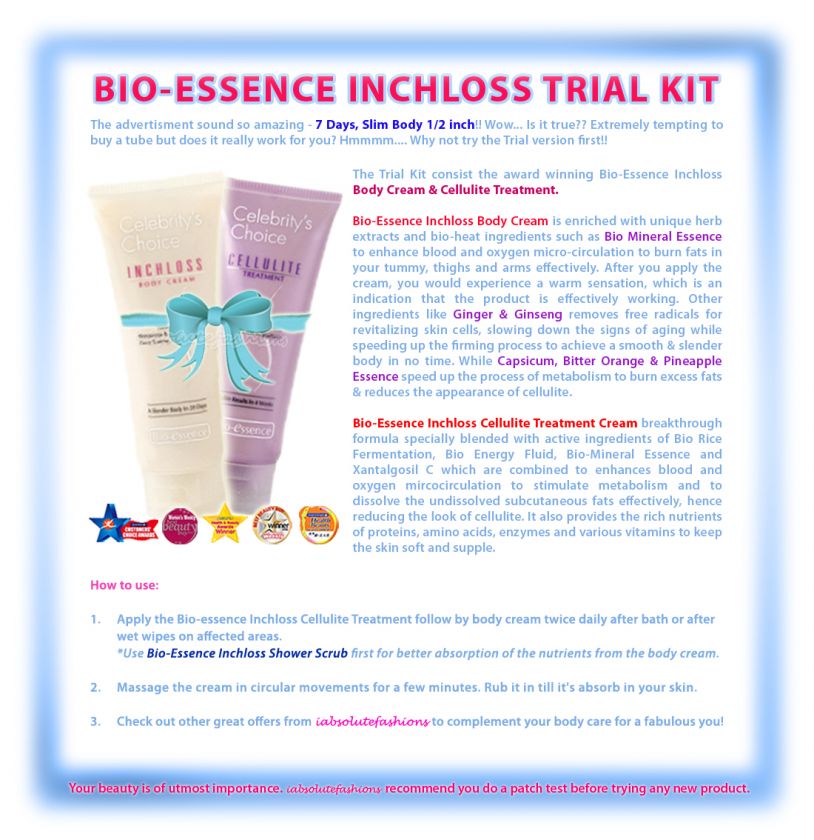 Bio Essence ~ Inchloss Trial Kit ❤ Slim on the Move ❤  