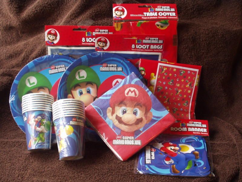 Super Mario Bros.Wii 67 Pc Birthday PARTY PACK/SET 4 16  