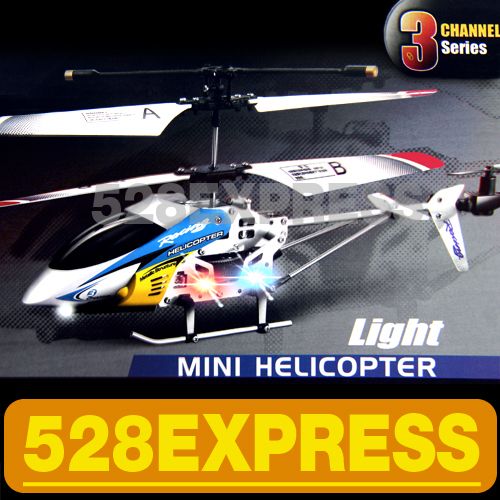 Blue 3CH Mini RC Helicopter 3 Channel R/C LED New 335  