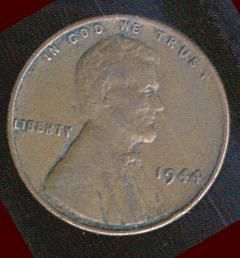 1944 Lincoln Wheat Penny   American One Cent Coin  