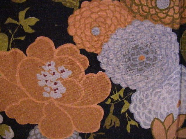 5th AVE DESIGNS FABRIC BOLD DRAPES ORANGE BLACK LINEN  