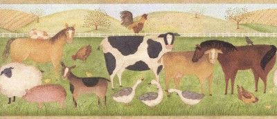 FARM ANIMALS HORSE COW SHEEP WALLPAPER BORDER 246B57486  