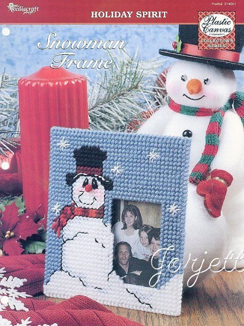 Snowman Photo Frame plastic canvas pattern  