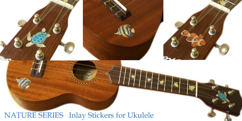 Sea Turtle Inlay Sticker Ukulele/Nature Decal  