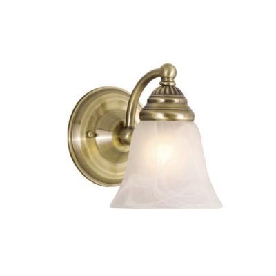 NEW 1 Light Wall Sconce Lighting Fixture, Antique Brass, White 