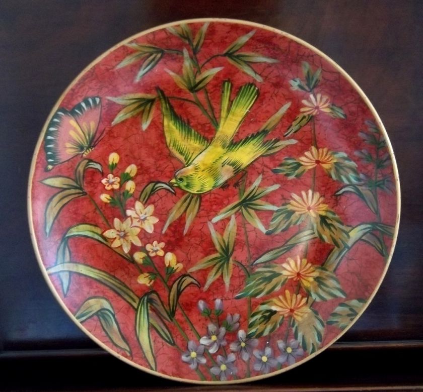 RAYMOND WAITES PLATE YELLOW FINCH RED VINTAGE TOYO TRADING COMPANY 