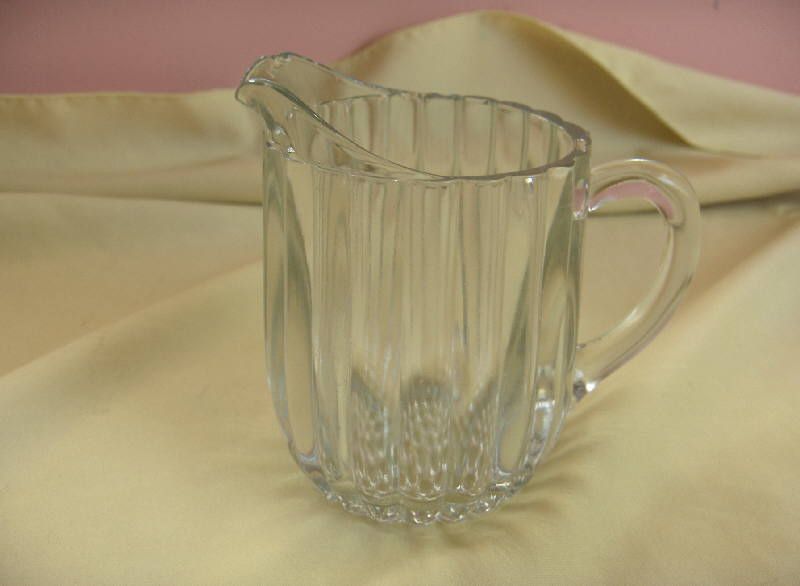 Vintage Heavy Pressed Glass 16 OZ Syrup Pitcher  