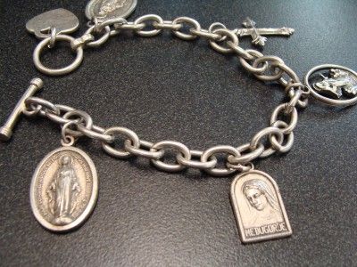 Vintage Sterling Silver Religious Charm Bracelet 31.4 G  