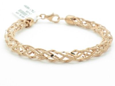  ROSE GOLD STERLING SILVER .925 ITALIAN MESH VINTAGE DESIGN BRACELET 