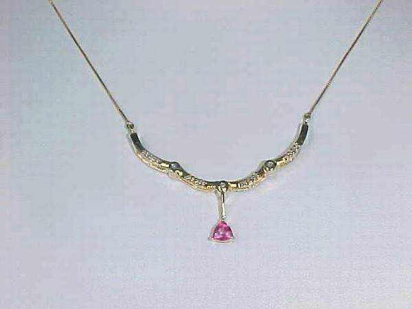   CONVERTIBLE 2 WAY TRILLION HOT PINK TOPAZ DIA NECKLACE 6.6GRAM  